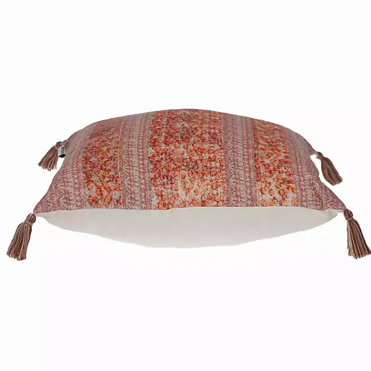Pillows>Kirklands Home Orange and Pink Floral Stripe Pillow