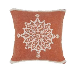 Pillows>Kirklands Home Orange and White Medallion Pillow