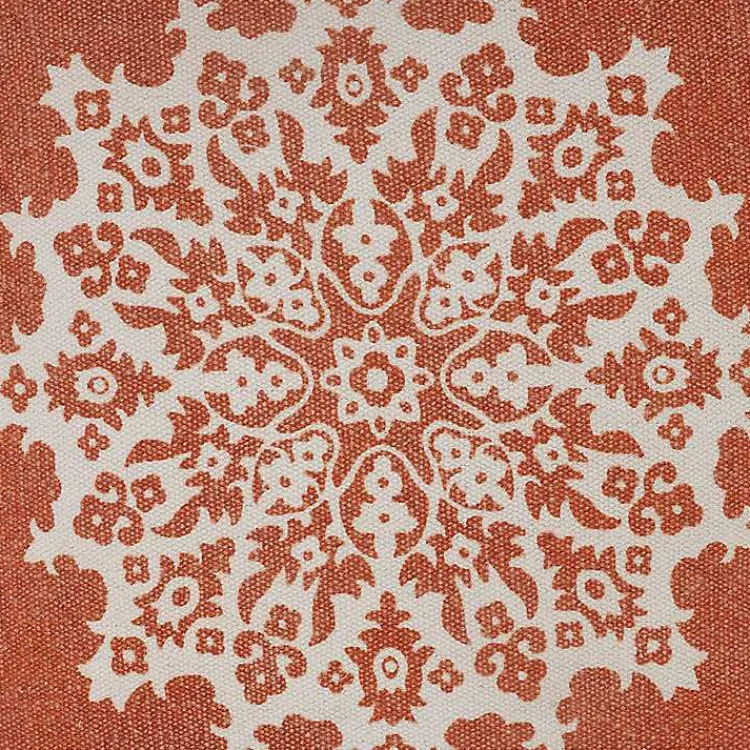 Pillows>Kirklands Home Orange and White Medallion Pillow