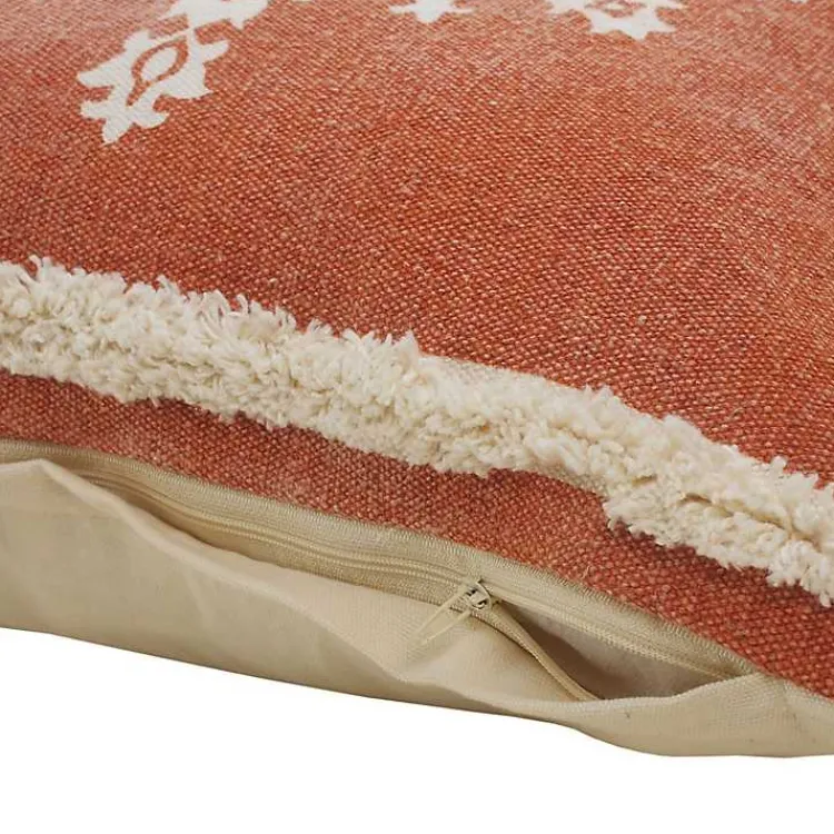 Pillows>Kirklands Home Orange and White Medallion Pillow