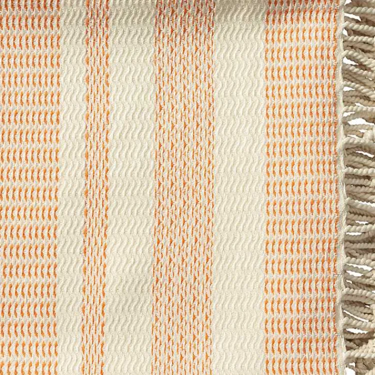 Blankets & Throws>Kirklands Home Orange and White Stripes Cotton Throw