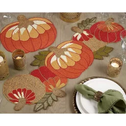 Kirklands Home Orange Beaded Pumpkin Harvest Placemats, Set of 4 Best