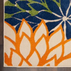 Kirklands Home Orange Bright Floral Burst Outdoor Area Rug, 5x7 Sale