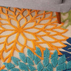Kirklands Home Orange Bright Floral Burst Outdoor Area Rug, 5x7 Sale