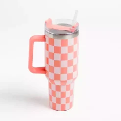 Kirklands Home Checkered Otto 40 oz. Insulated Tumbler Orange