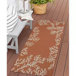 Kirklands Home Coral Indoor/Outdoor Runner, 1x4 Orange New