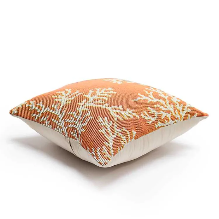 Kirklands Home Orange Coral Woven Outdoor Throw Pillow Outlet