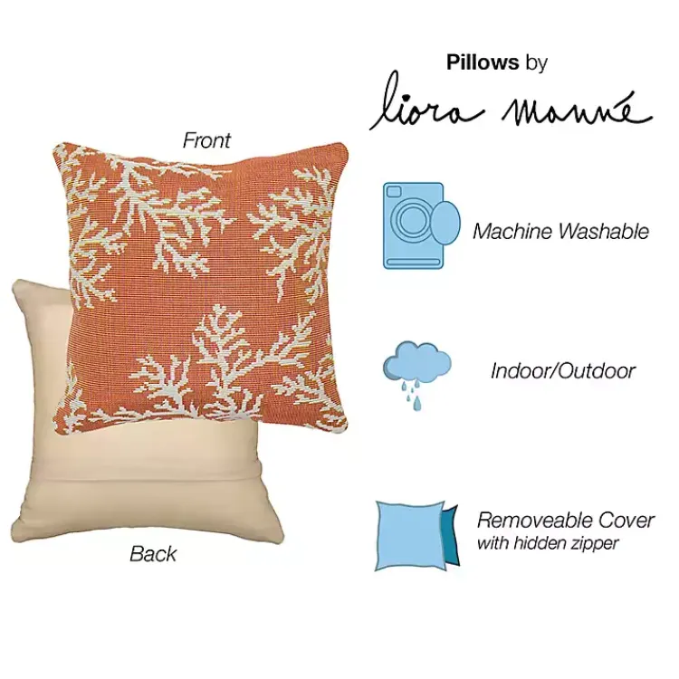 Kirklands Home Orange Coral Woven Outdoor Throw Pillow Outlet