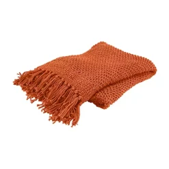 Blankets & Throws>Kirklands Home Cotton Tassel Throw Orange
