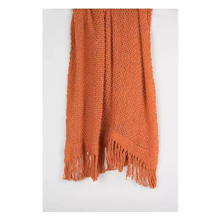 Blankets & Throws>Kirklands Home Cotton Tassel Throw Orange