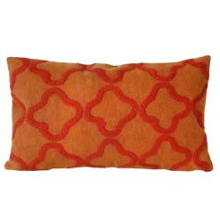 Kirklands Home Crewelwork Embroidered Outdoor Pillow Orange New