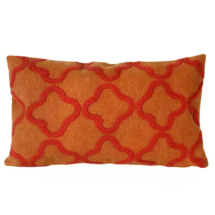 Kirklands Home Crewelwork Embroidered Outdoor Pillow Orange New