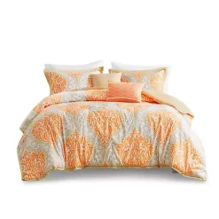 Kirklands Home Orange Damask 5-pc. California King Comforter Set New