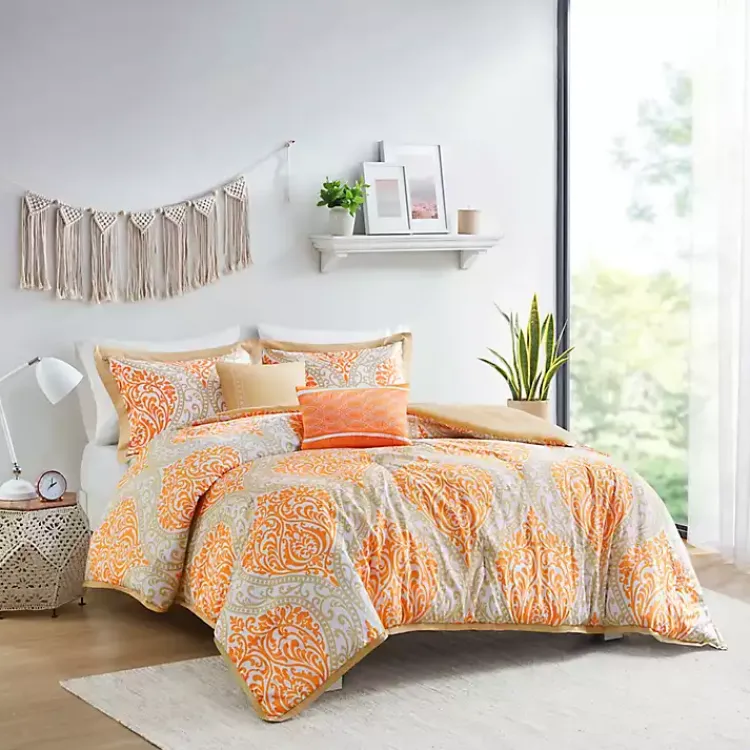 Kirklands Home Orange Damask 4-pc. Twin/Twin XL Comforter Set