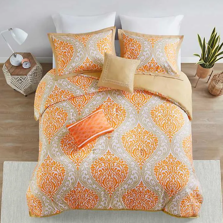 Kirklands Home Orange Damask 4-pc. Twin/Twin XL Comforter Set