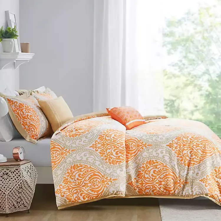 Kirklands Home Orange Damask 4-pc. Twin/Twin XL Comforter Set