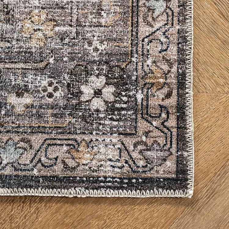 Kirklands Home Orange Distressed Medallion Washable Runner Outlet