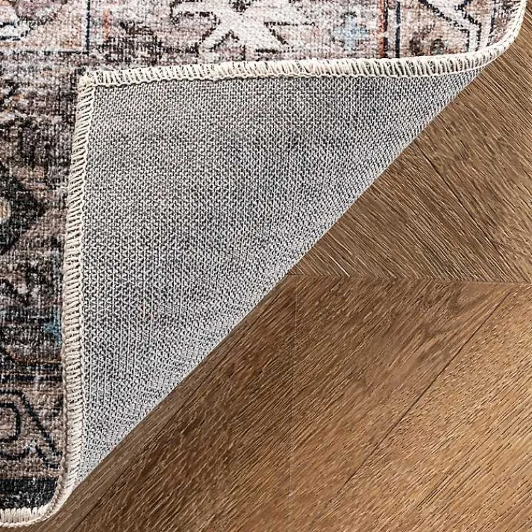 Kirklands Home Orange Distressed Medallion Washable Runner Outlet