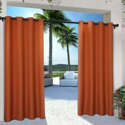 Kirklands Home Eliza Outdoor Curtain Panel Set, 96 in. Orange Hot