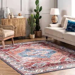 Kirklands Home Orange Faded Medallion Washable Runner Online
