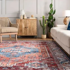 Kirklands Home Orange Faded Medallion Washable Runner Online