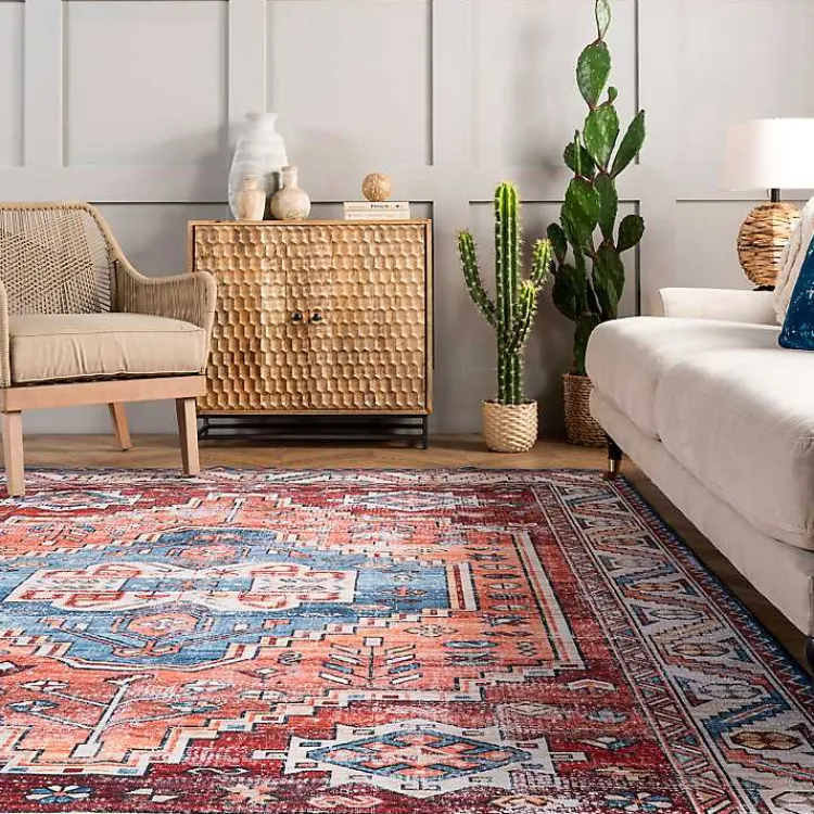 Kirklands Home Orange Faded Medallion Washable Runner Online