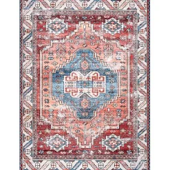 Kirklands Home Orange Faded Medallion Washable Area Rug, 4x6 Online