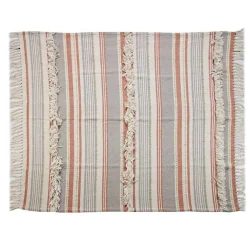 Blankets & Throws>Kirklands Home Orange Fringe Line Work Throw