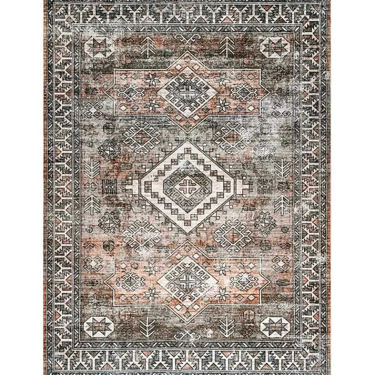 Kirklands Home Orange Global Pattern Washable Runner