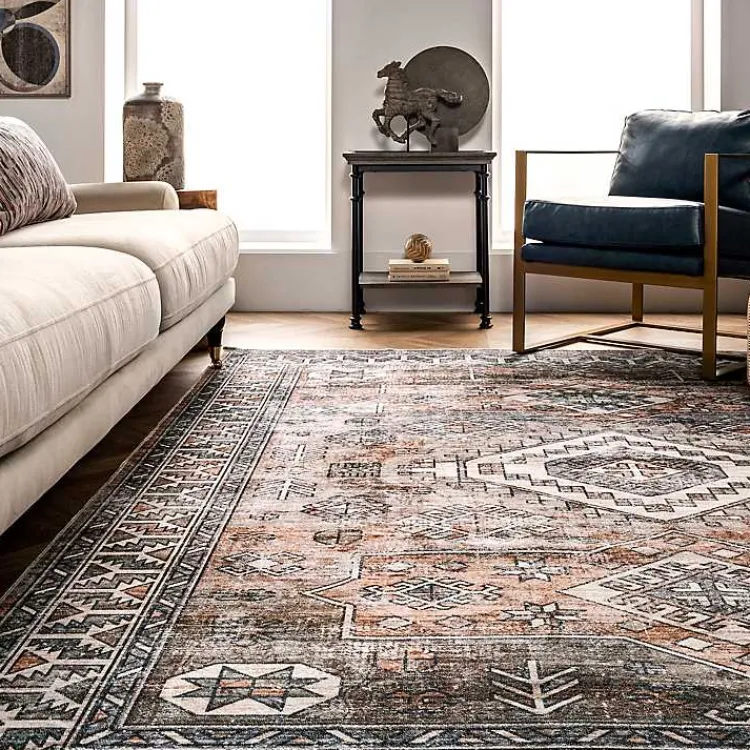 Kirklands Home Orange Global Pattern Washable Runner