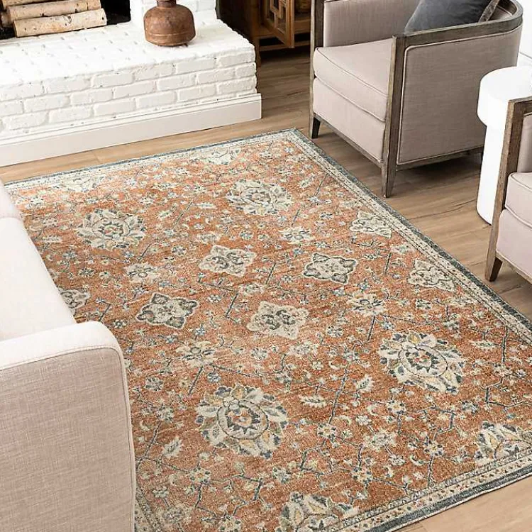 Kirklands Home Granary Floral Area Rug, 6x9 Orange Online
