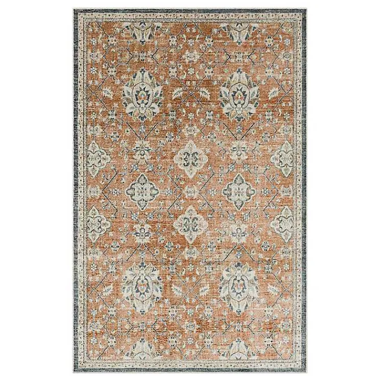 Kirklands Home Granary Floral Area Rug, 8x10 Orange Sale