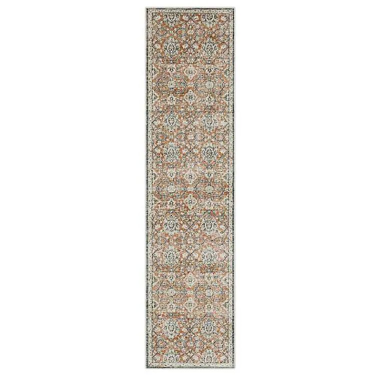 Kirklands Home Granary Floral Runner, 2x8 Orange New