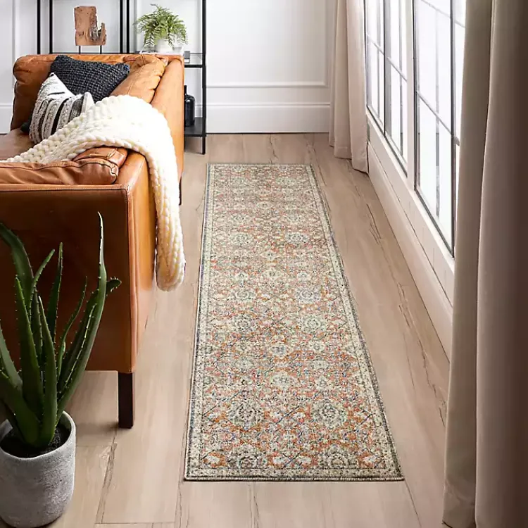 Kirklands Home Granary Floral Runner, 2x8 Orange New