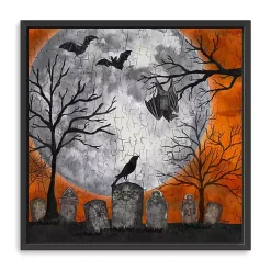 Halloween>Kirklands Home Orange Graveyard Moon Giclee Canvas Art Print