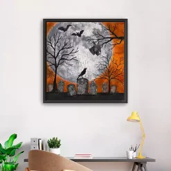 Halloween>Kirklands Home Orange Graveyard Moon Giclee Canvas Art Print