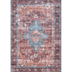 Kirklands Home Orange Medallion Washable Runner New