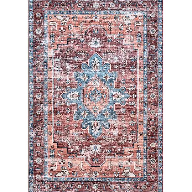 Kirklands Home Orange Medallion Washable Runner New