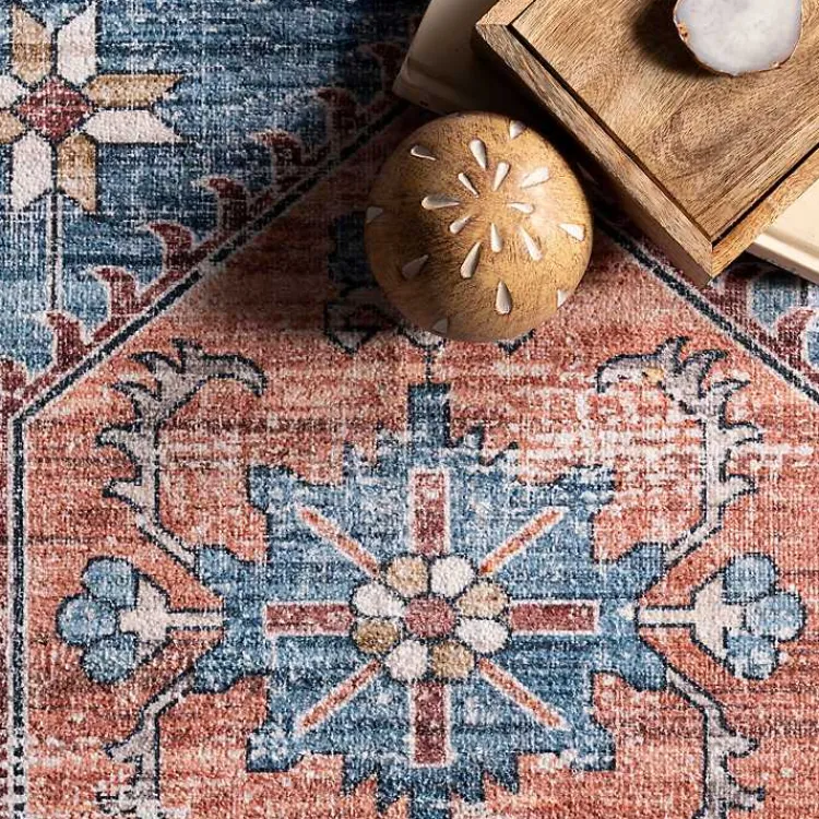 Kirklands Home Orange Medallion Washable Runner New
