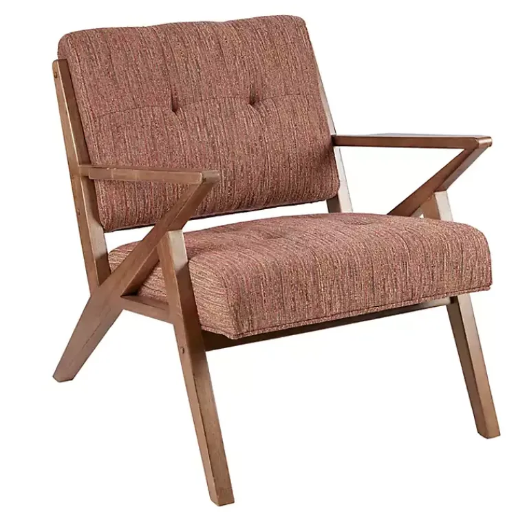 Kirklands Home Mid-Century Pecan Finish Accent Chair Orange Online
