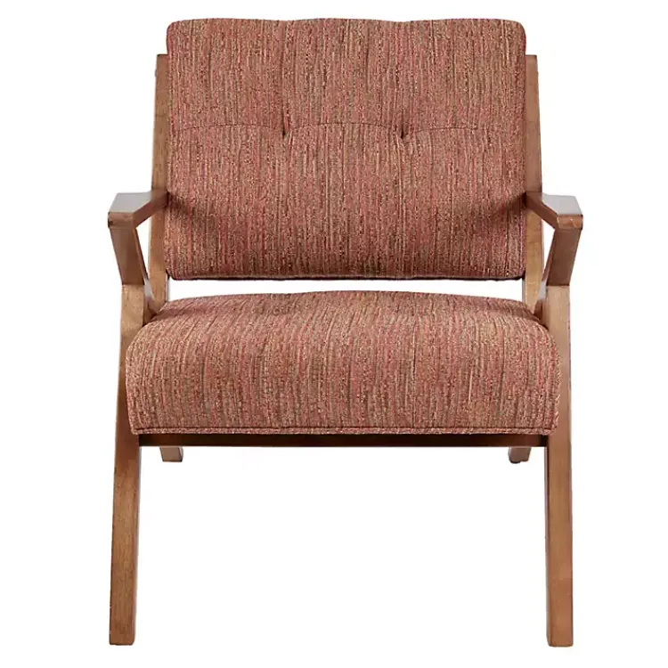 Kirklands Home Mid-Century Pecan Finish Accent Chair Orange Online