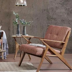 Kirklands Home Mid-Century Pecan Finish Accent Chair Orange Online