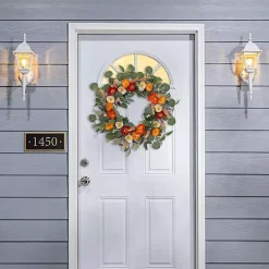 Wreaths>Kirklands Home Orange Mixed Spring Floral Wreath Multi