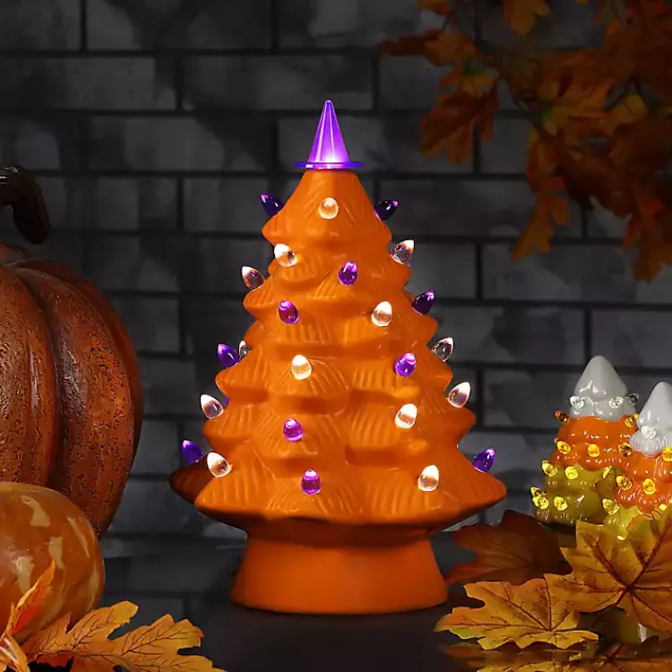 Halloween>Kirklands Home Nostalgic LED Halloween Tree Orange