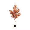 Trees & Topiaries>Kirklands Home Orange Oak Tree in Black Planter, 5 ft.