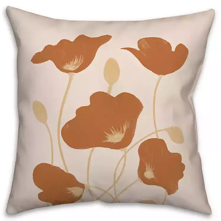 Kirklands Home Orange Poppies Indoor/Outdoor Pillow Clearance