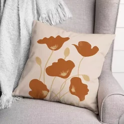 Kirklands Home Orange Poppies Indoor/Outdoor Pillow Clearance