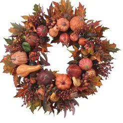Wreaths>Kirklands Home Orange Pumpkin Gourd and Berry Wreath