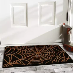 Halloween>Kirklands Home Orange Spiderweb Halloween Doormat