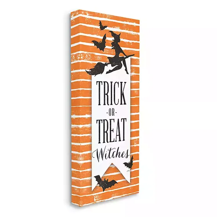 Halloween>Kirklands Home Orange Stripe Trick or Treat Wall Plaque